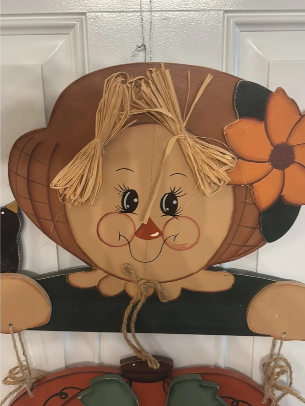 Welcome Pumpkin Scarecrow Wall Hanging - Orange & Green Home Decor